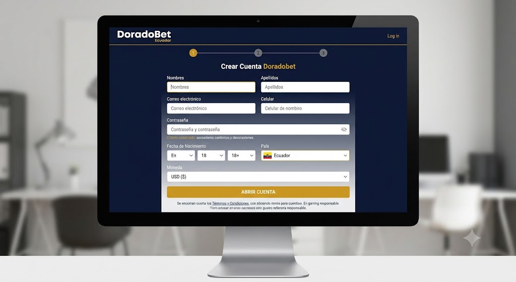 Formulario para crear una cuenta en DoradoBet Ecuador